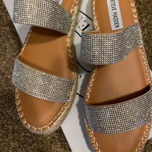 Steve Madden rhinestone espadrille sandals.